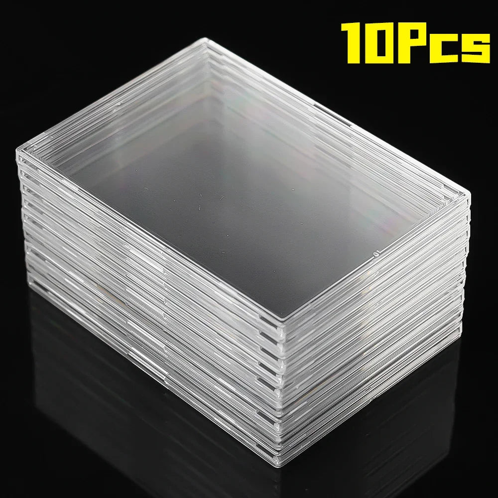 Clear Acrylic Card Holder Snap Type Gaming Sports Trading Card Display Case Kpop Idol Photo Protective Sleeves Not Magnetic Zpaxo 10Pcs Case