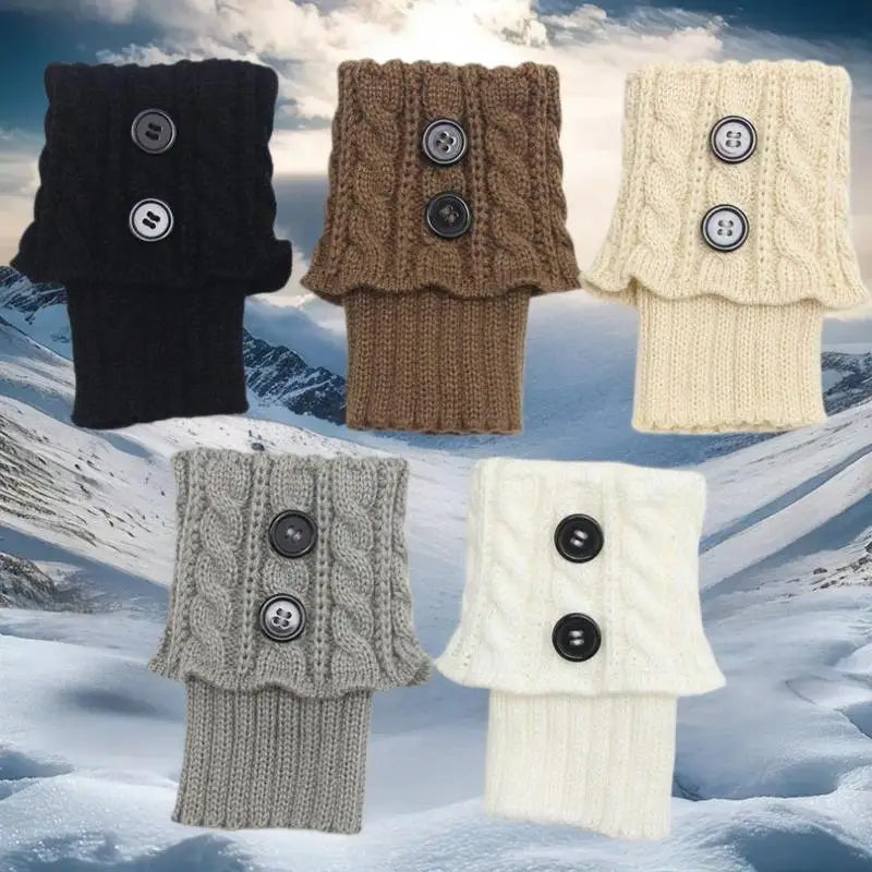 1 Pairs Autumn Winter Women's Short Rhombus Flip 2 Button Foot Warmer Zpaxo
