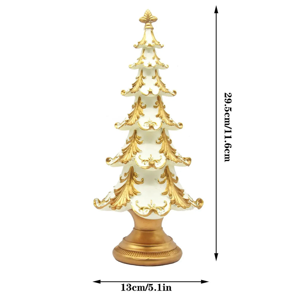 Resin Christmas Tree Figurine – Rustic Xmas Table Centerpiece Christmas Figurine Zpaxo