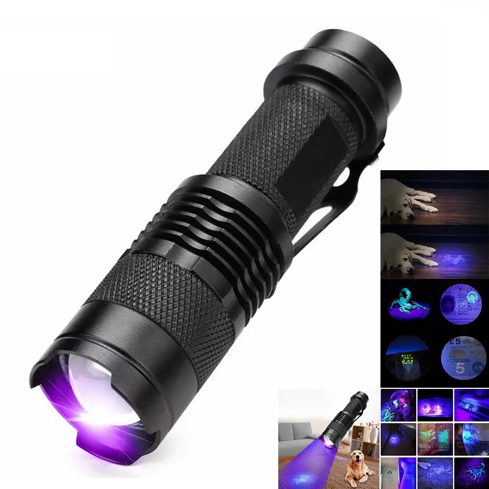395nm UV Blacklight Flashlight – Aluminum LED Stain Detector Torch UV Blacklight Flashlight Zpaxo SK68 Small Torch