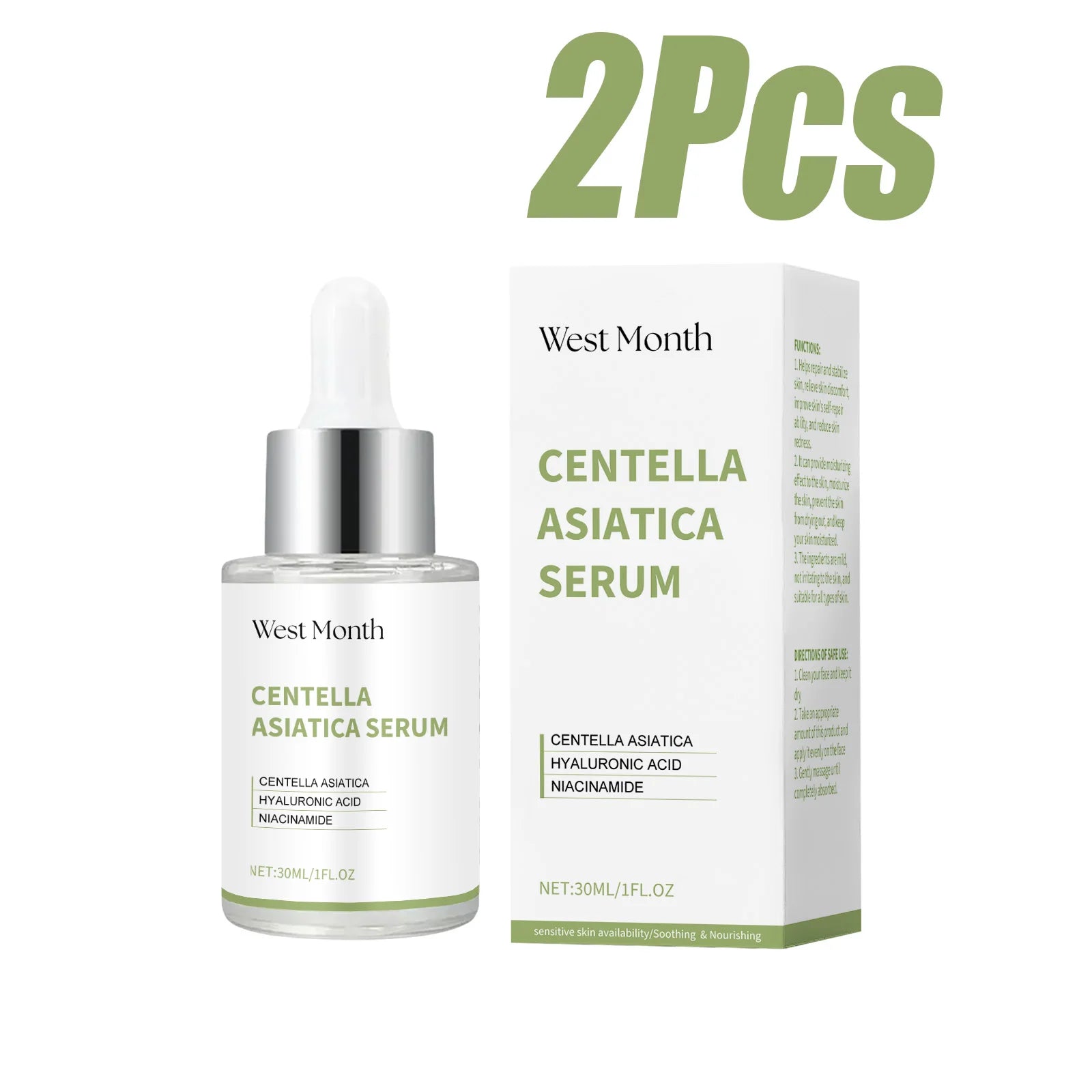 Centella Asiatica Brightening Hydrating Face Serum | 30ml Face Serum Zpaxo 2 x 30ml Boxed