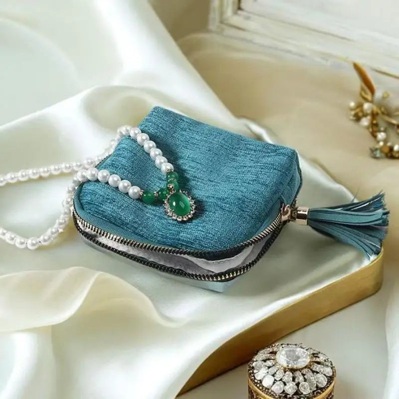 5-Layer Velvet Jewelry Organizer Pouch – Portable Travel Bag