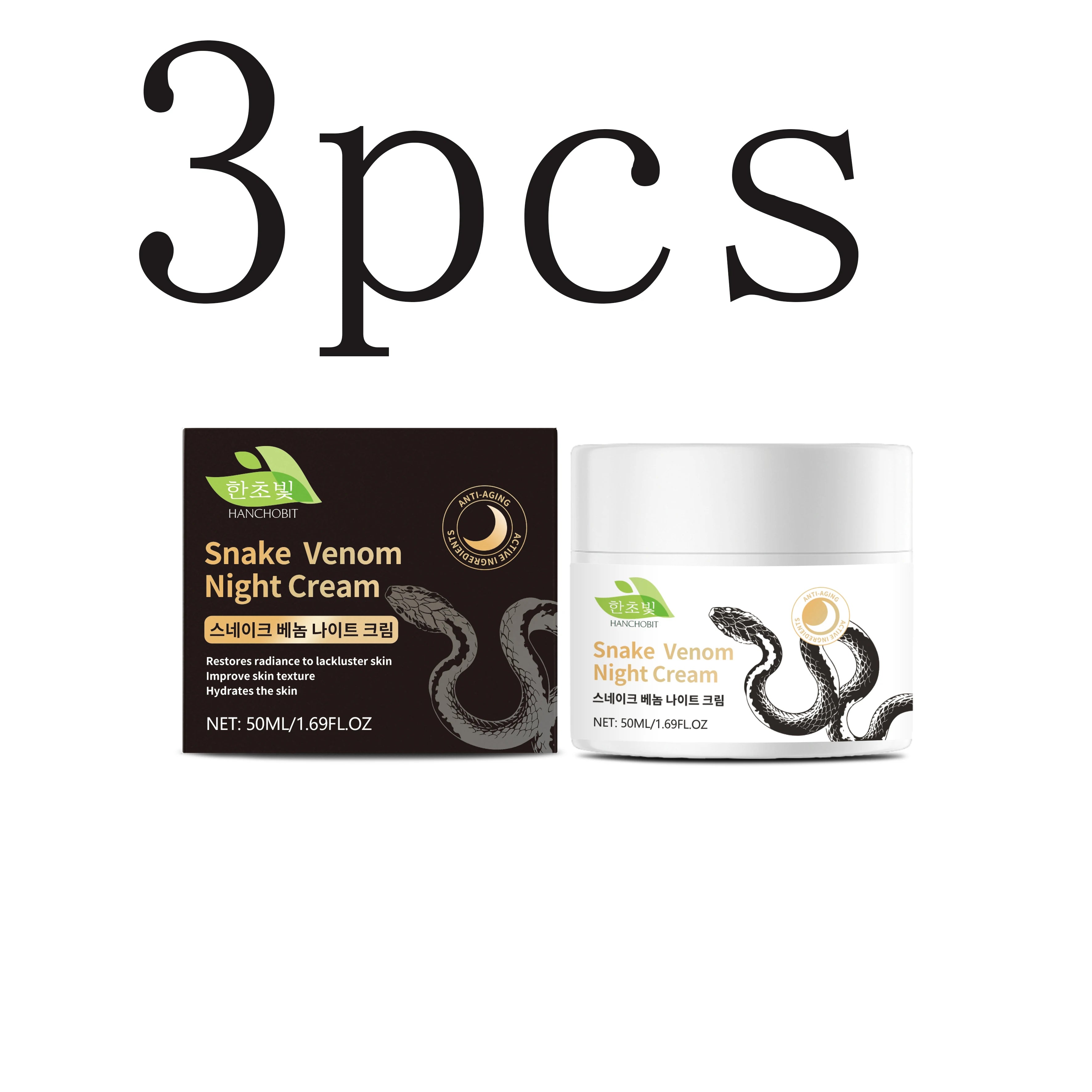 Snake Venom Night Cream: Daily Facial Care for Deep Nourishment, Refining Skin Texture, and Delivering a Smooth Complexion Zpaxo 50mlx3pcs