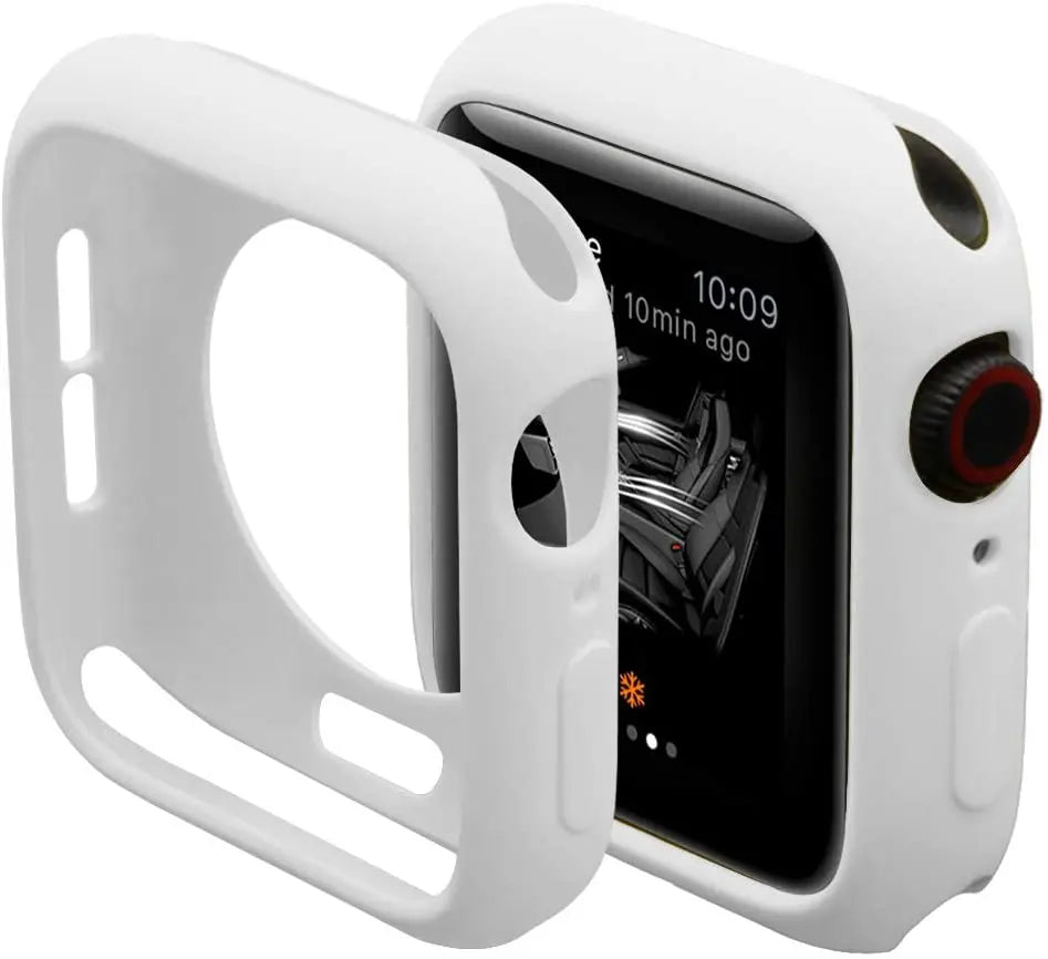 Silicone Case For Apple Watch 9 8 7 6 5 4 se 45mm 41mm 44mm 40mm 42mm 38mm Protection Shell Cover for iWatch Series Ultra 2 49mm Zpaxo White Series 789 45mm