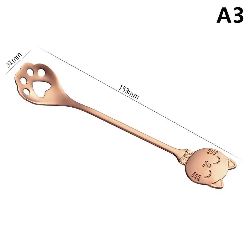 Cute Cat Paw Teaspoon 304 Stainless Steel Coffee Spoon Ice Cream Zpaxo A3