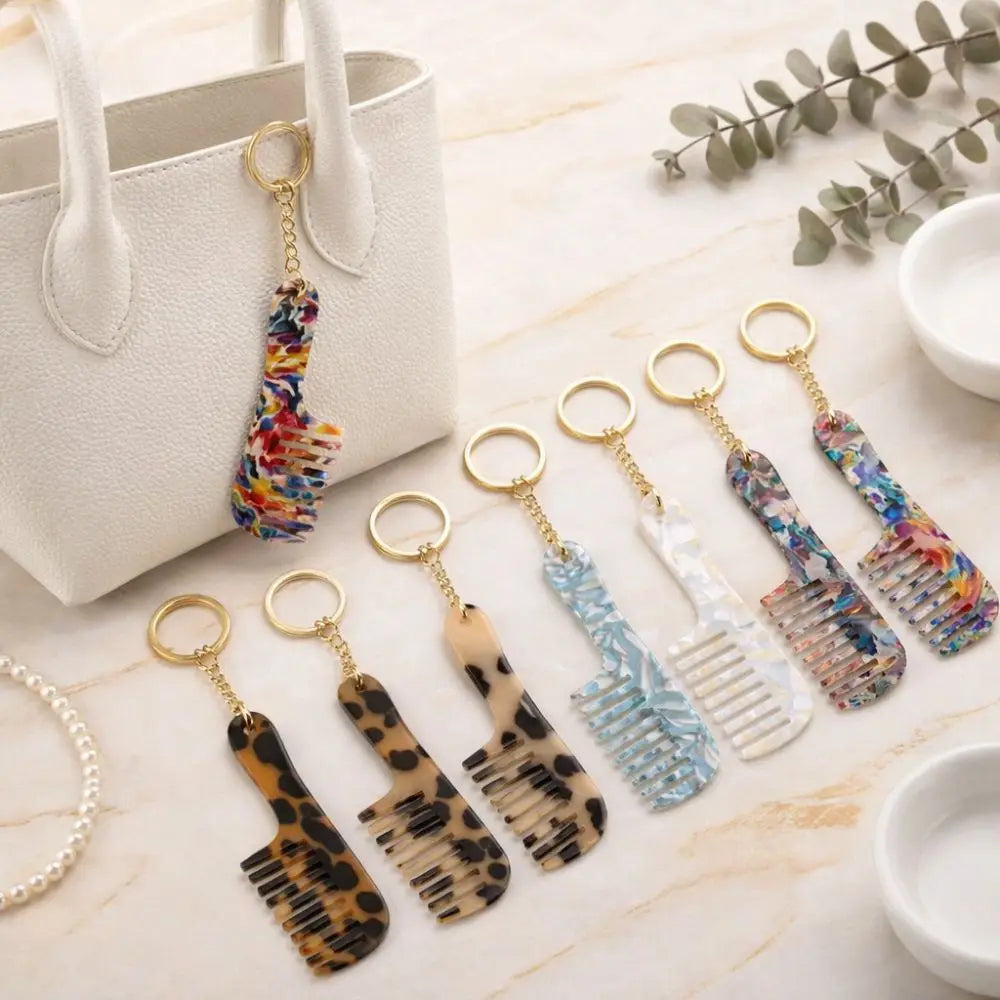 Cute Small Comb Keychain Portable Colorful Pocket Detangling Brush Zpaxo