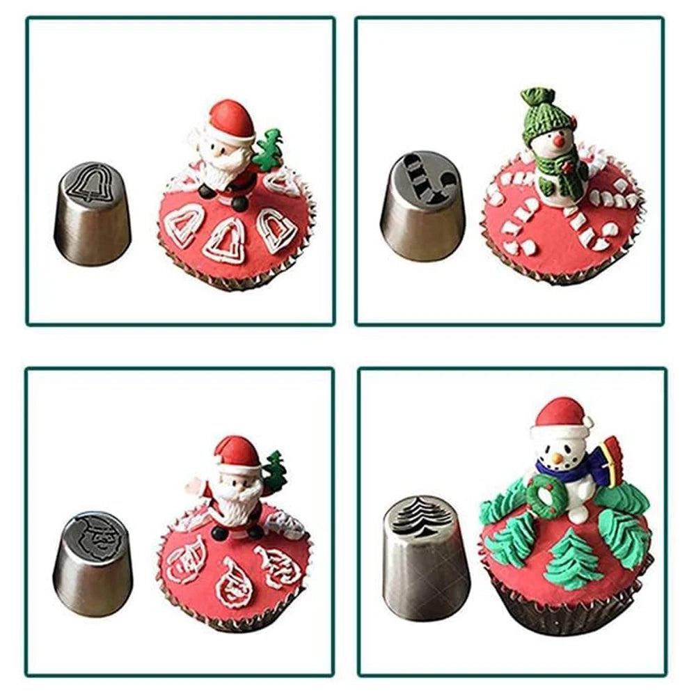 10Pcs Russian Piping Tips Set Christmas Cake Decorating Tools Nozzles Piping Icing Tips for Cake Cupcake Cream Muffins Zpaxo