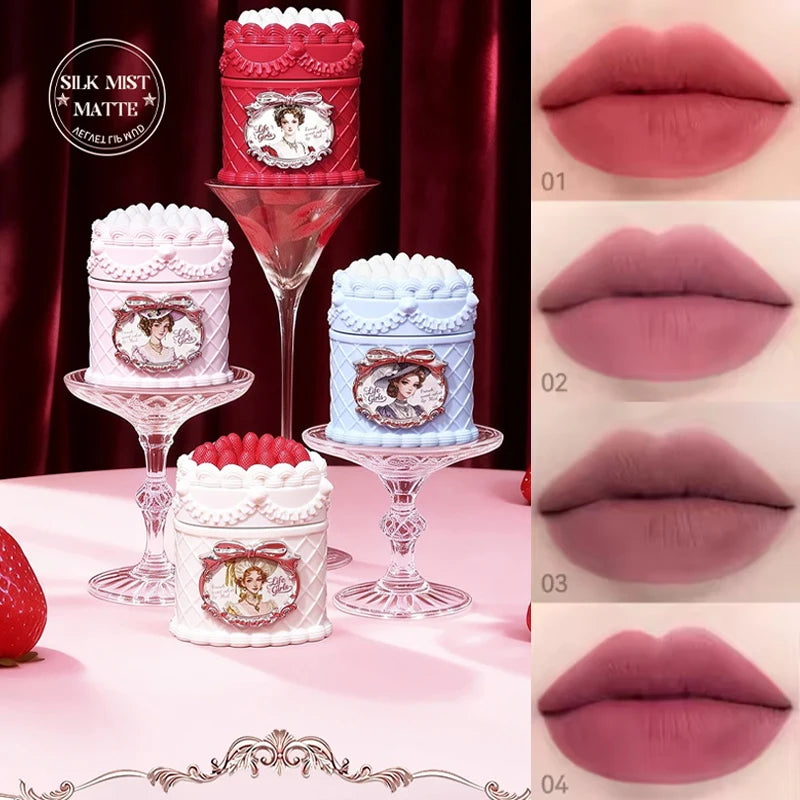 Strawberry Cake Lipstick Matte Velvet Mousse Lip Gloss Mud Soft Focus