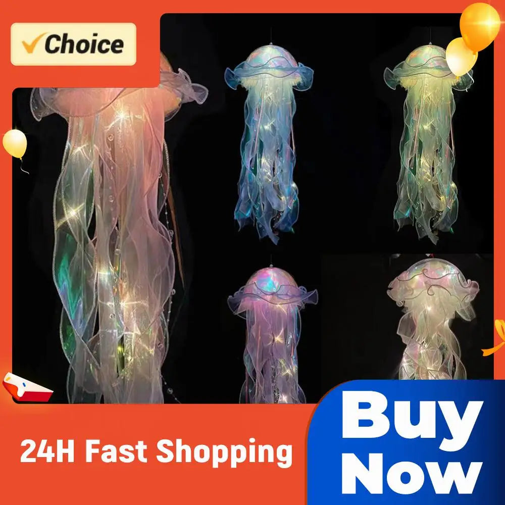 Jellyfish Atmosphere Night Light Button Battery Hanging Ceiling