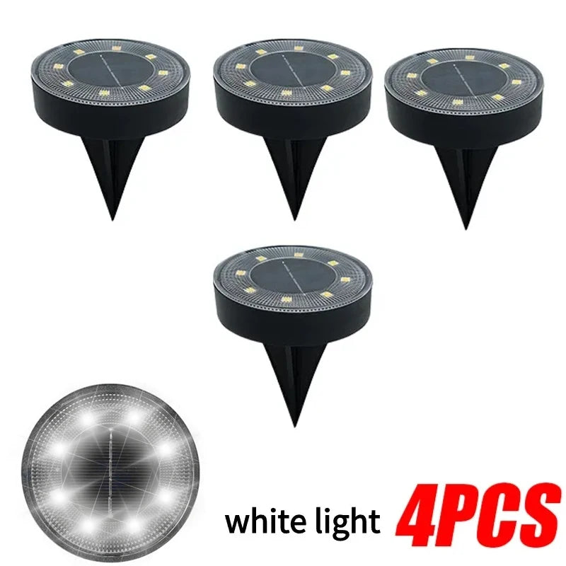 1- LED Outdoor Solar Power Floor Lamps Waterproof Underground Lawn Zpaxo White Light-4 PC