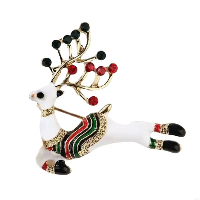 Christmas Deer Brooch Lapel Pin Rhinestones Reindeer Women Breastpin