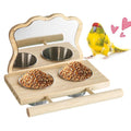 Bird Perch with Feeder Cage Accessories Bird Play Toy Parakeet Food Water Feeder Perch with Mirror for Parrots Parakeets Conures Zpaxo Default Title