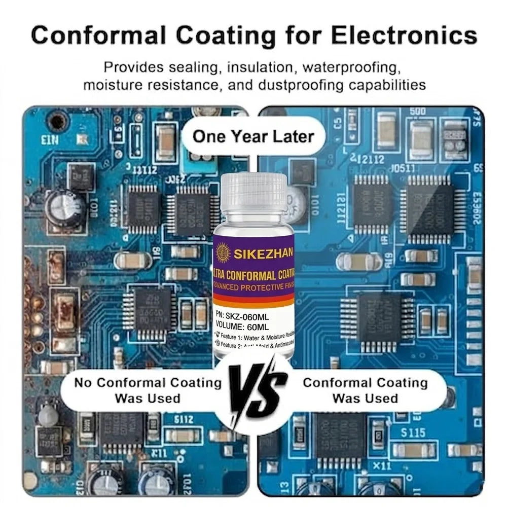 Ultra Conformal Coating 60ml, Professional Electronic Insulation Kit, Water Resistant Shield for PCB with Brush & Gloves Zpaxo