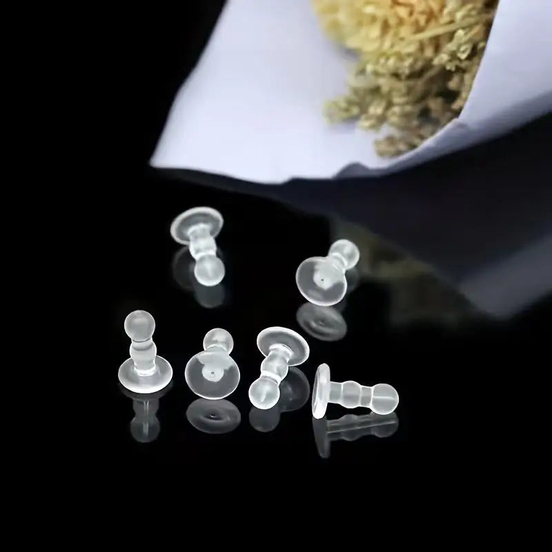 12pcs Silicone Ear Stud Backings – Anti-Piercing Full Coverage Plugs, Transparent DIY Jewelry Supplies Zpaxo