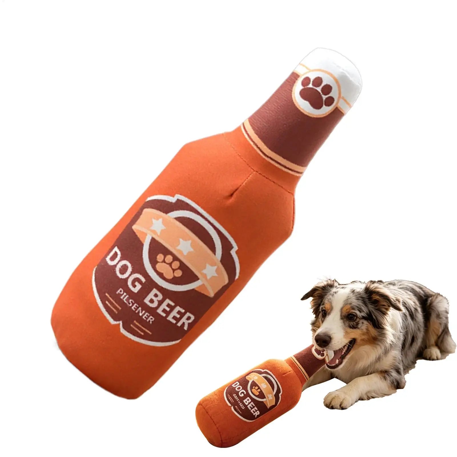 Beer Bottle Squeaky Plush Dog Toy – Interactive Chew Toy Squeaky Dog Toy Zpaxo