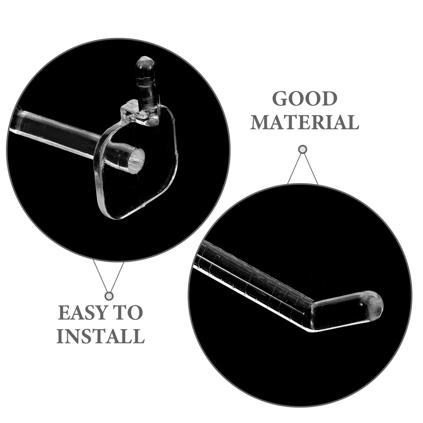 Clear Plastic Pegboard Hooks Firm Stable Grip Easy Install Multi Use