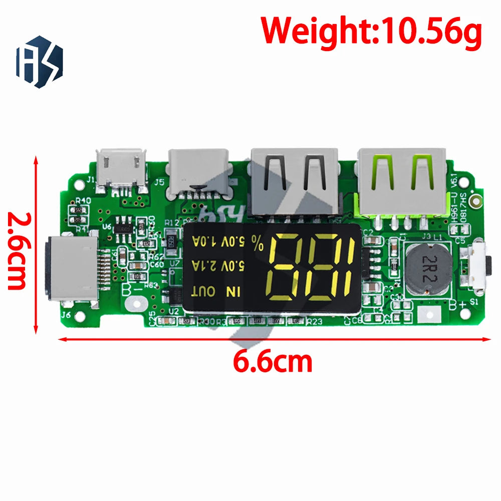 LED Dual USB 5V 2 4A Micro Type-c Mobile Power Bank 18650 Charging Zpaxo