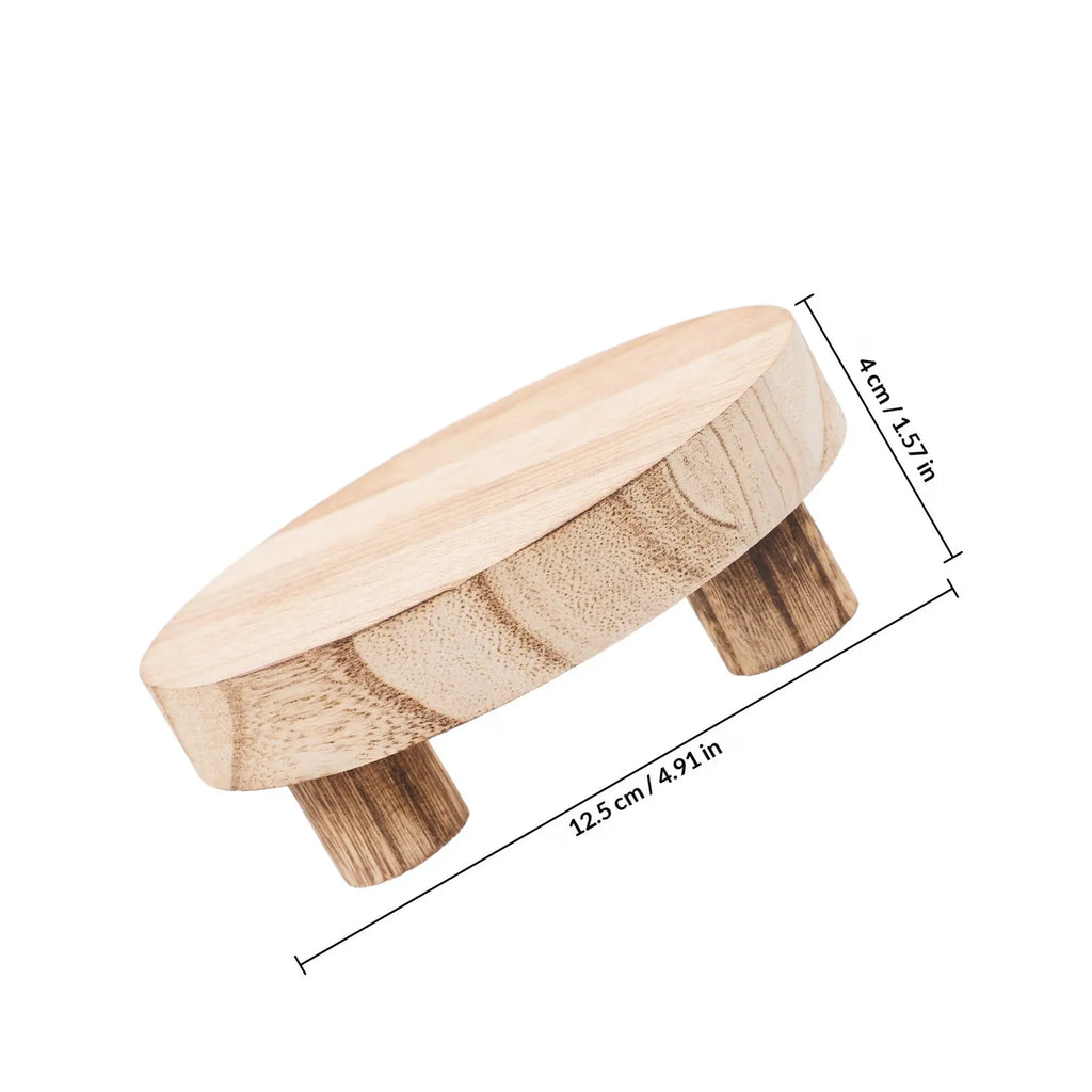 Small Wooden Plant Stand Indoor Round Rustic Wood Display Stand for Succulents Plants Bathroom Toiletries Perfume Organizer