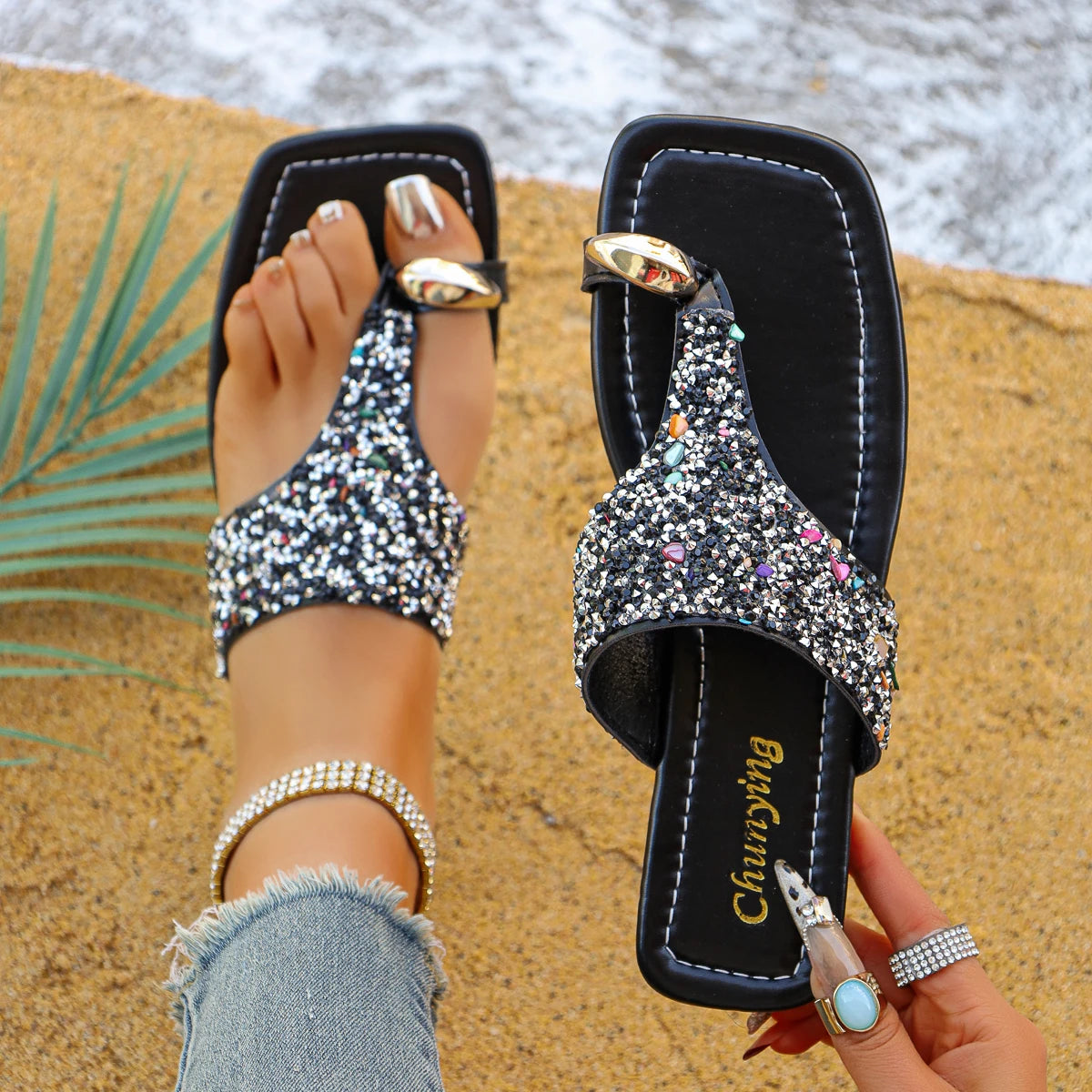 Women Slippers Fashion Beach Slippers Platform Flats Outdoor Slippers 2025 New Summer Fashion Sandals Lightweight Slides Women Zpaxo black 35
