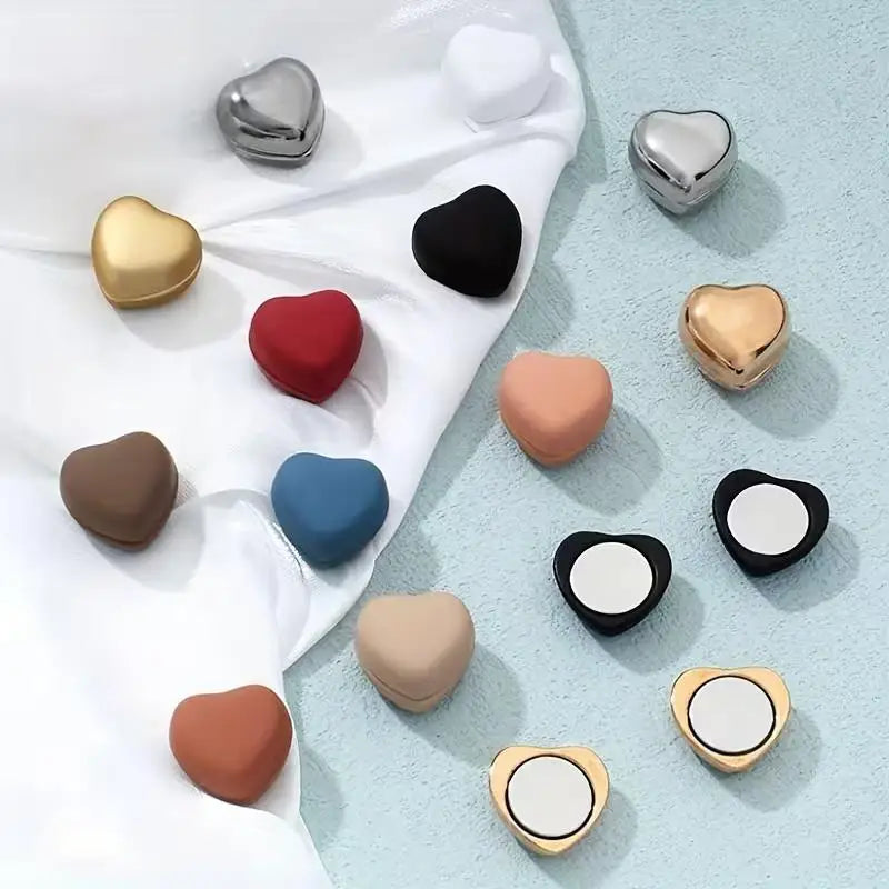 2/5pcs random Heart-Shaped Magnetic Clips – Multi-Color Detachable Magnets for Shirts, Scarves, DIY Accessories Zpaxo