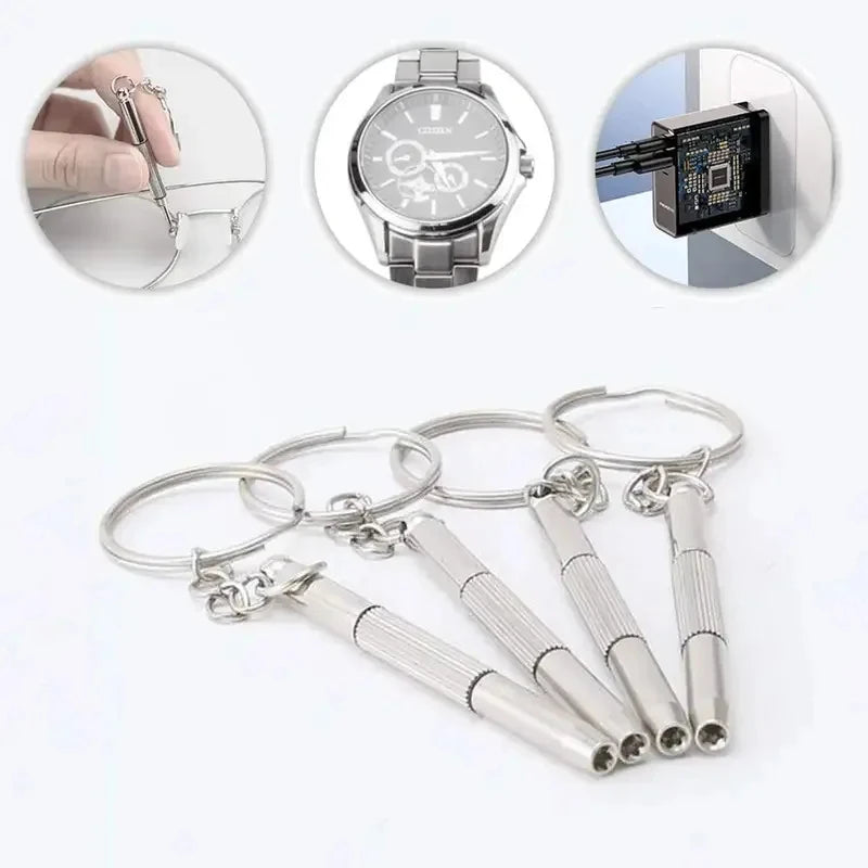 Precision Eyeglass & Watch Screwdriver Repair Kit + Keychain