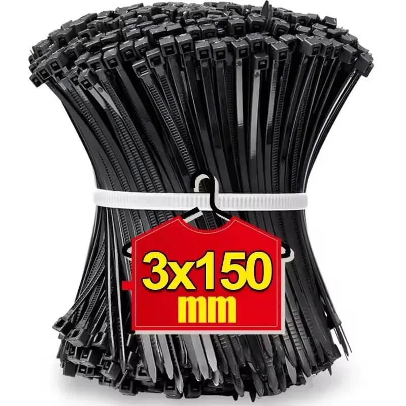 Strong Nylon Cable Tie Self-locking Cord Ties Adjustable Cables Fastening Loop Home Office Organizer Plastic Wire Zip Ties Wraps Zpaxo 3x150MM 500PCS