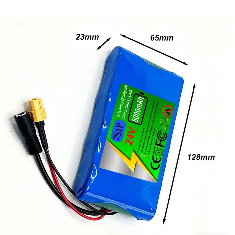 7S1P -24V 18650rechargeable Lithium Battery Pack 8000mAh with BMS Protection Board 29.4V 2A Charger Monitoring Unicycle Battery Zpaxo