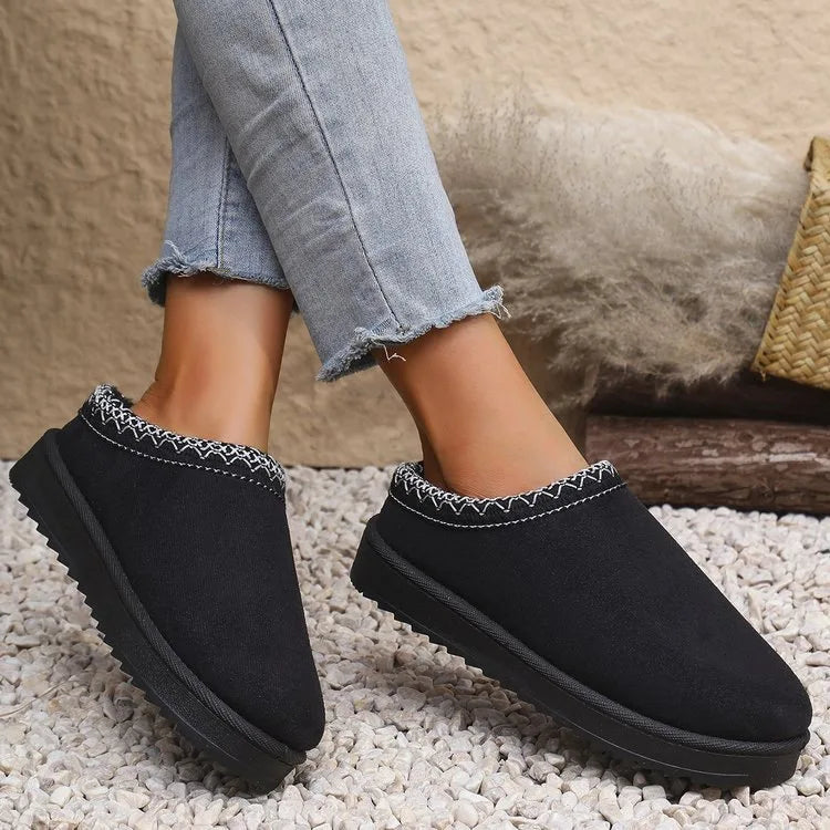 Women's Snow Boots Casual Slip-on Wool Warm Home Luxury Elegant Zpaxo 41 black