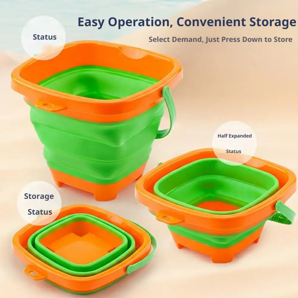 Foldable Beach Sand Toys Set – Collapsible Bucket, Shovel & Molds Beach Sand Toy Set Zpaxo