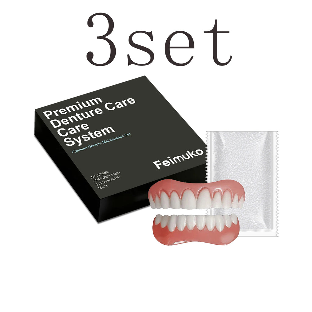 Cosmetic Denture Kit - Skin-Friendly & Comfortable, Easy-Wear Natural Fit, Instant Smile Aesthetic Improvement For Occasions Zpaxo 3set