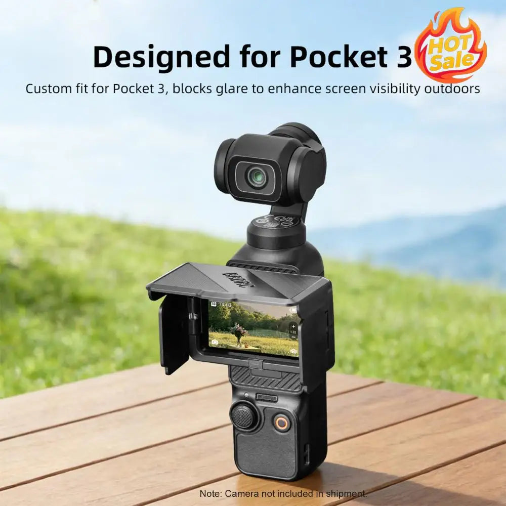 Screen Sunshade 3 Sided Foldable Sunshade Lens Anti-Glare Sunlight Blocking Protective Cover Hood for DJI Osmo Pocket 3 Zpaxo