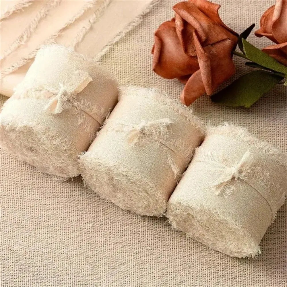 3-Roll Fringe Chiffon Ribbon Set – DIY Wedding & Craft Décor Craft Ribbon Zpaxo