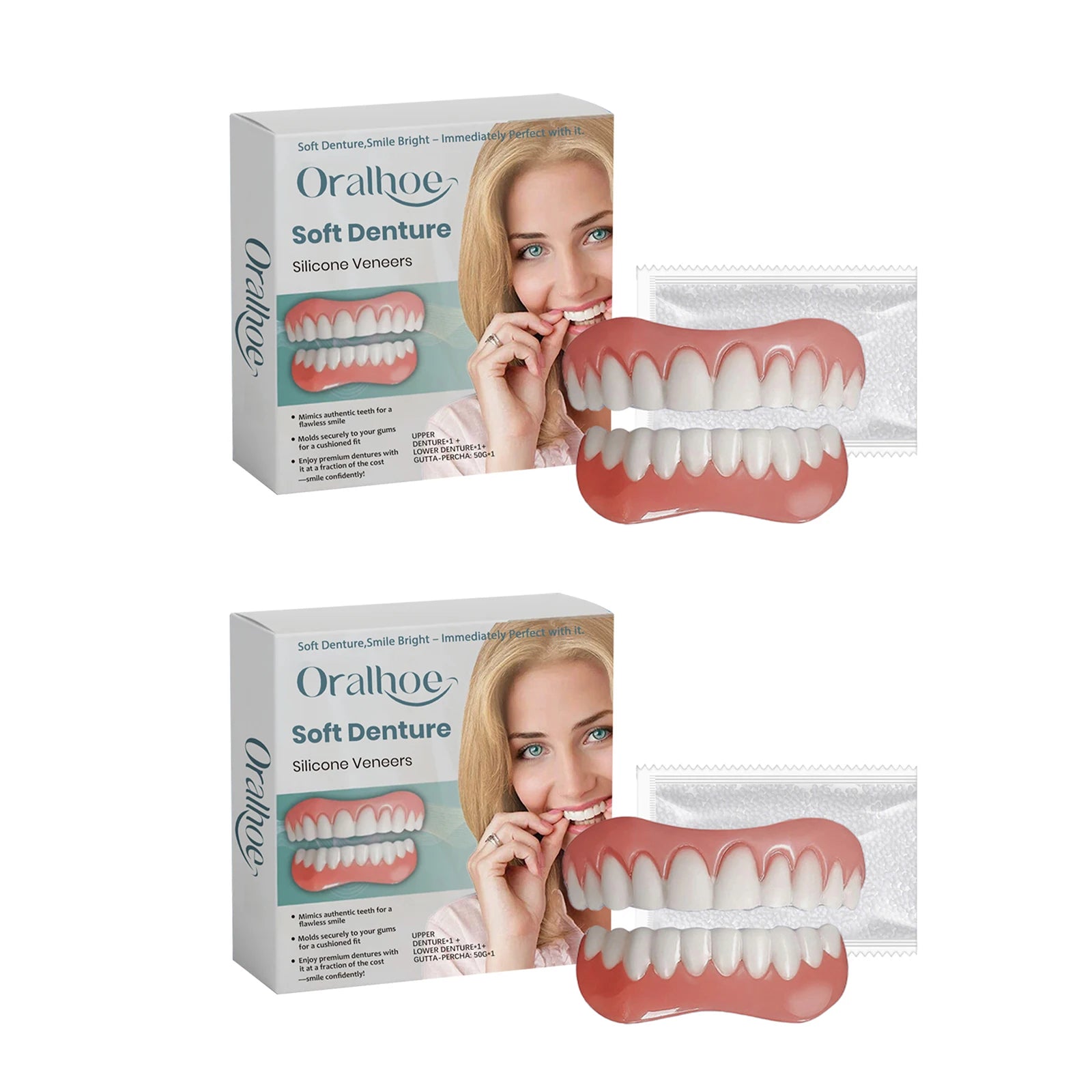 Soft Silicone Temporary Tooth Veneers Smile Correction Kit Temporary Tooth Veneers Zpaxo 2 set boxed