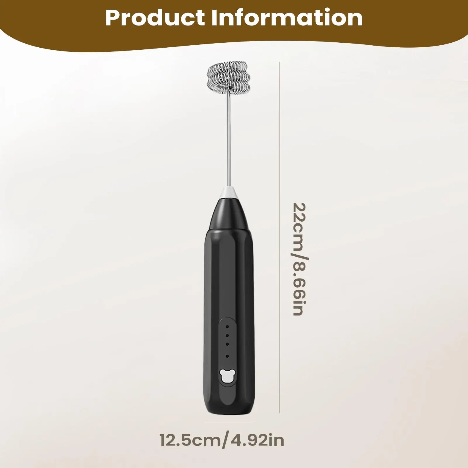 Rechargeable Handheld Milk Frother 3-Speed Electric Whisk Coffee