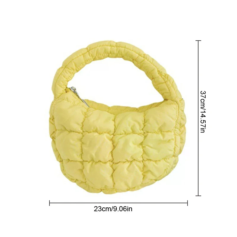 Fashion Mini Puffer Tote Bag Quilted Circle Phone Purse Elegant Zpaxo