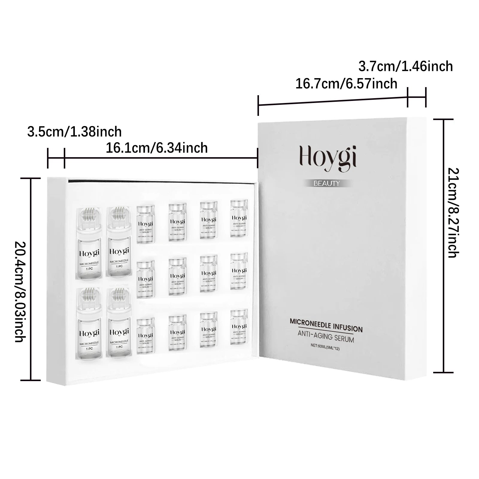 Hoygi Firming Facial Serum Set with Microneedle Roller Anti-Aging Facial Serum Set Zpaxo 1 Boxed