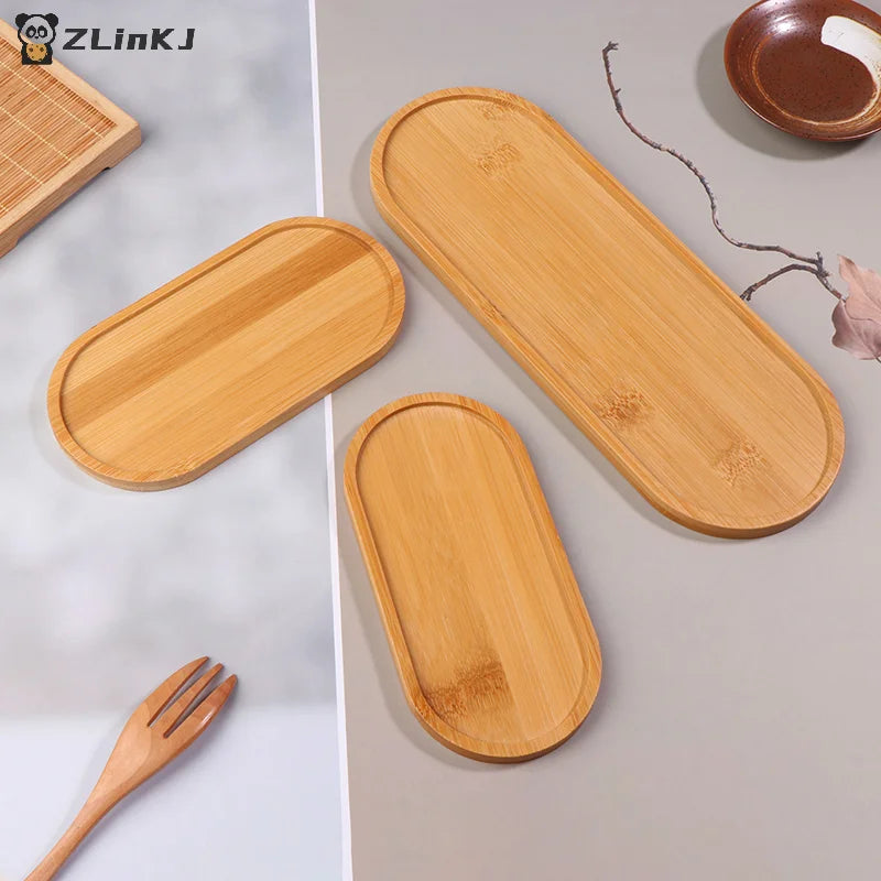 Bamboo Tray Wood Saucer Flower Pot Cup Pad Coaster Plate Kitchen Zpaxo