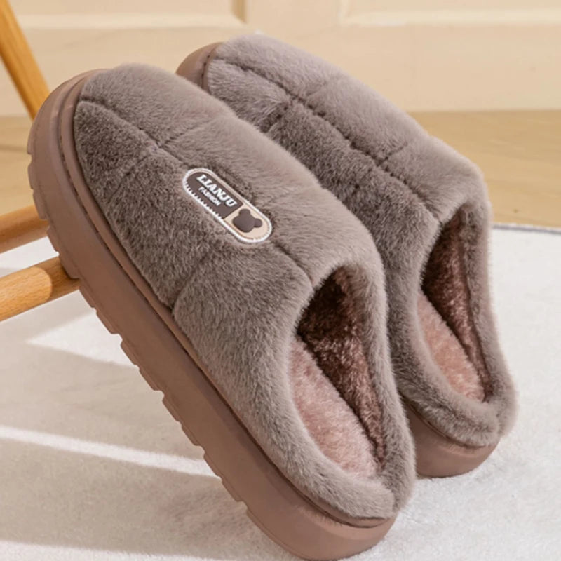 Big 50 51 Winter Slippers Women Men Thick Sole Indoor Home Warm