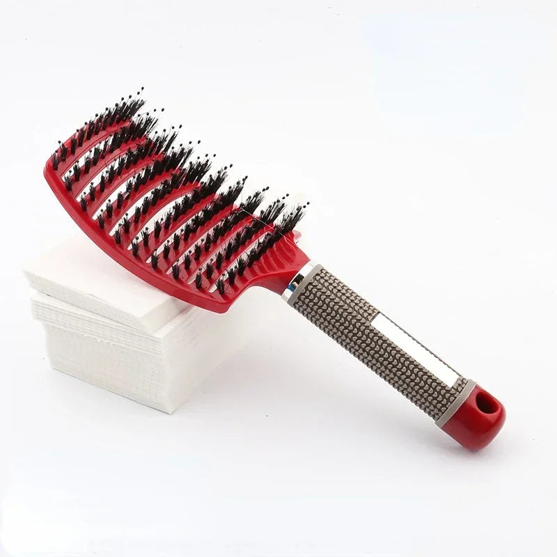 Hair Brush Scalp Massage Comb Hairbrush Bristle;Nylon Women Wet Curly Detangle Hair Brush for Salon Hairdressing Styling Tools Zpaxo Red