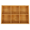Bamboo Divided Tray 6 Section Grid Organizer Art Supplies Crayons