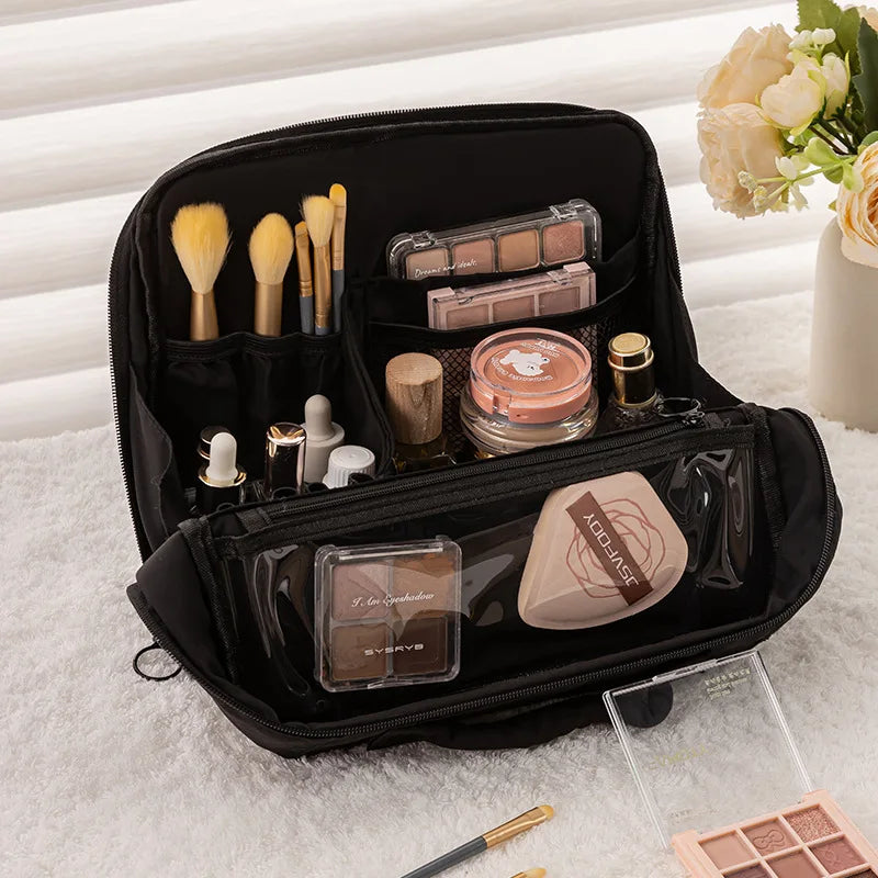Zpaxo Large Waterproof Makeup Bag – Partitioned Travel Organizer Travel Makeup Bag Zpaxo Black