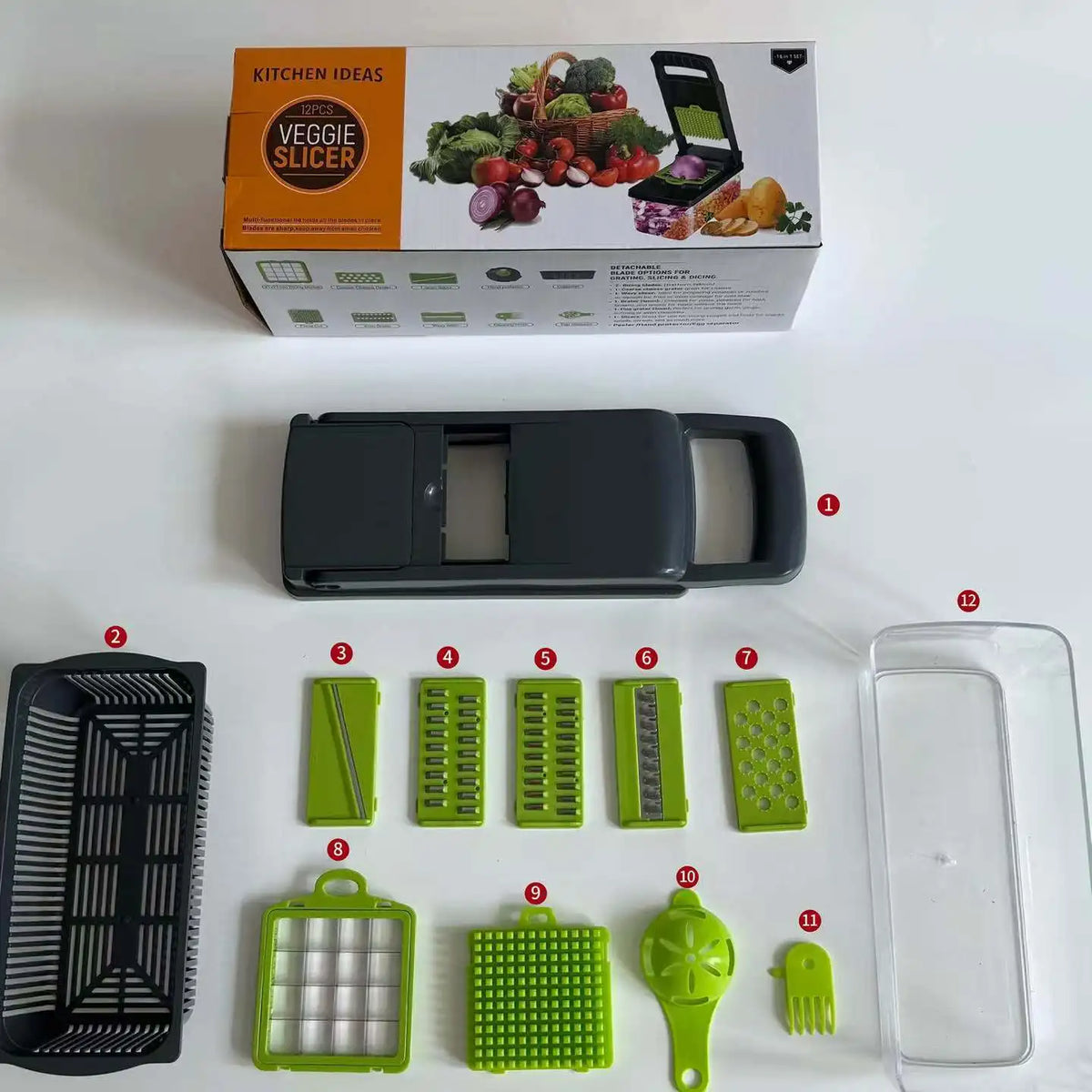 Multifunctional Vegetable Chopper Grate Food Handle Slicer Dicer Cut Zpaxo 12pcs