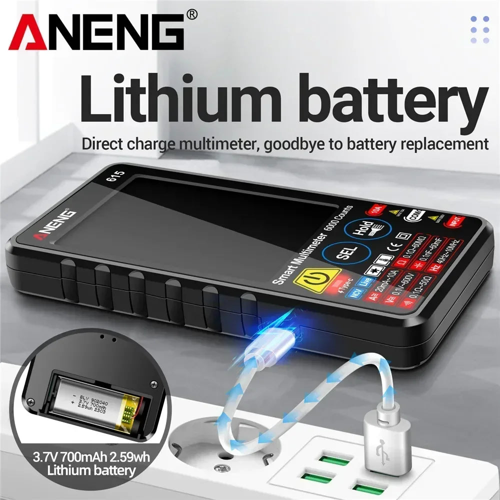 Rechargeable 6000 Counts Multitester ANENG 615 Test Tools Digital
