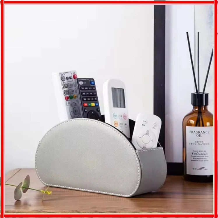 5 Grid Pu Leather Organizer Remote Control Phone And Tv Holder Desk Storage Box Cosmetics Brush Zpaxo
