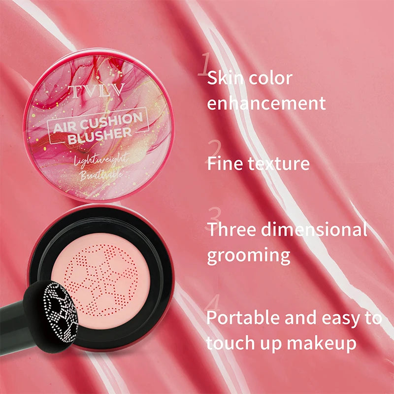 3-in-1 Air Cushion Powder Blusher Light Texture Natural Durable Easy