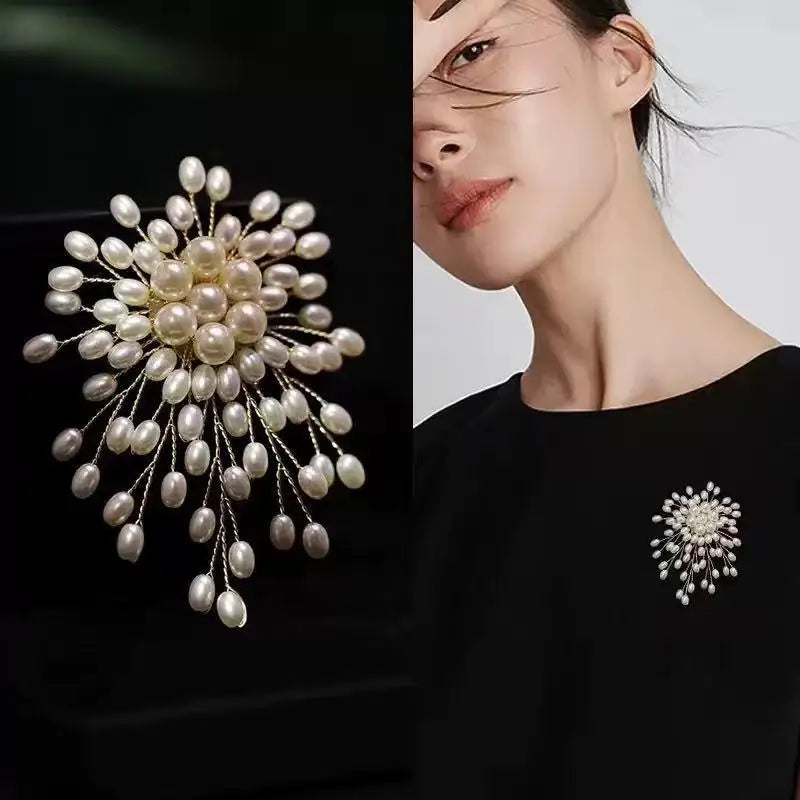 Pearl Flower Brooch – Alloy Corsage Pin for Clothes & Scarves