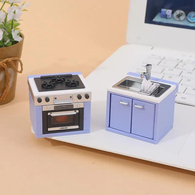 Complete Gas Stove Simulation Mini Kitchen Utensils Dollhouse Decor Zpaxo