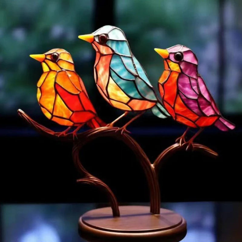 Colourful Bird Desktop Decoration Acrylic Home Cubic Small Ornament