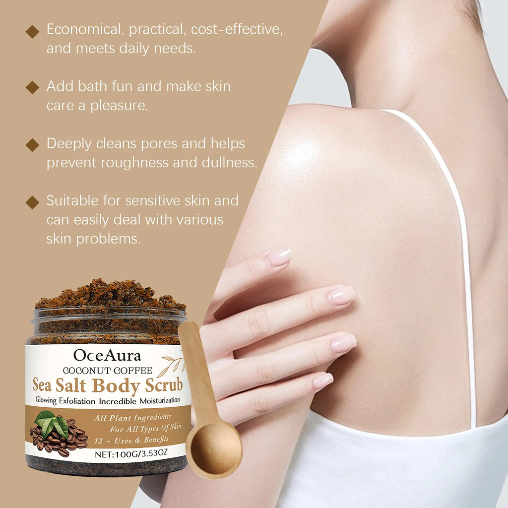 Coconut Coffee Body Scrub Exfoliating Dead Skin Dry Skin Remedy Smooth Skin Care Winter Skincare Moisturizing Repairing 100g Zpaxo