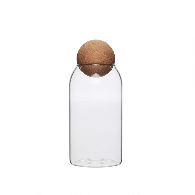 Glass Bottle Storage Jar, Cork Spherical Storage Container, Home Daily Decoration Ornament, Flower Tea Glass Jar, Dried Fruit Zpaxo